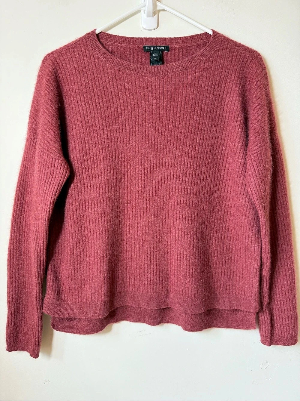 Eileen Fisher Cashmere Sweater boxy fit drop shoulder mauvy color
